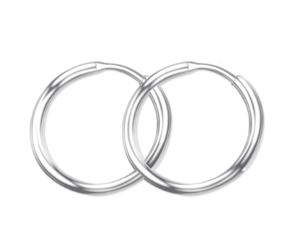 Italy Sterling Silver Plain Classic Hoop Loop Earring