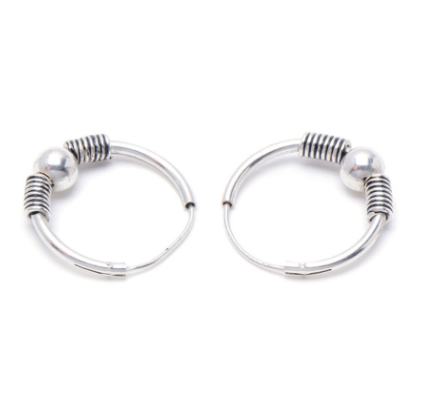 Hoops with Ball in the Middle Earrings (Silver)