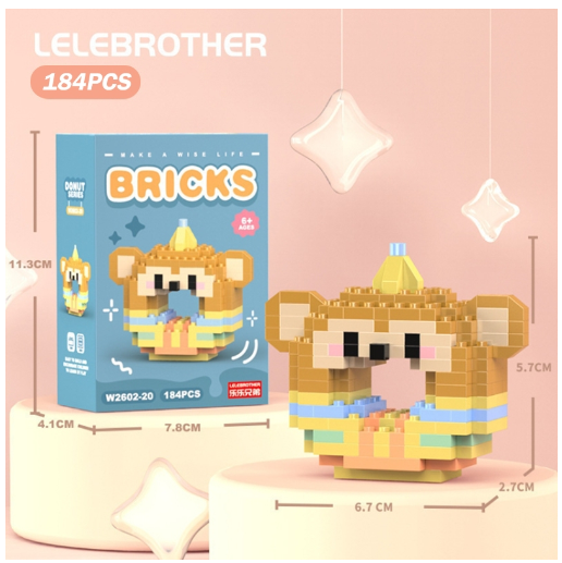 Lboyu Cute Cartoon Donut Building Block Ornaments Compatible with Lego Children's Toys M16