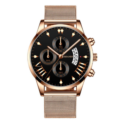 Luxury Gold Mens Stainless Steel Mesh Belt Quartz Watch Men Business Casual Wrist Watches Analog Clock Relo Ng Kalalakihan ROSEGOLD BLACK