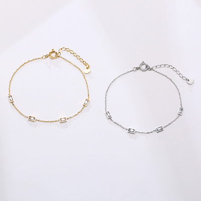 Women Stainless Steel Bracelet with CZ Stone Charm Pendant Bracelets