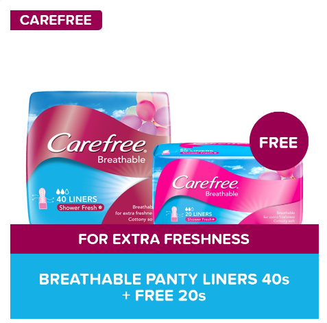Carefree Breathable Panty Liners Sulit Pack (40s + Free 20s)
