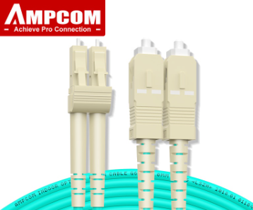 AMPCOM Optic Fiber Cables Direct - OM3 SC LC Fiber Patch Cable | 10Gbps Optical Duplex 50/125 Multimode Jumper LC-SC