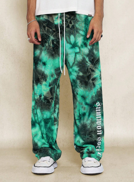 SUMWON Drop Crotch Tie Dye Jogger With Embroidered Letter Print