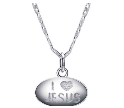 I love Jesus Necklace 92.5 Italy Silver Korean and Japan Fashion Jewelry