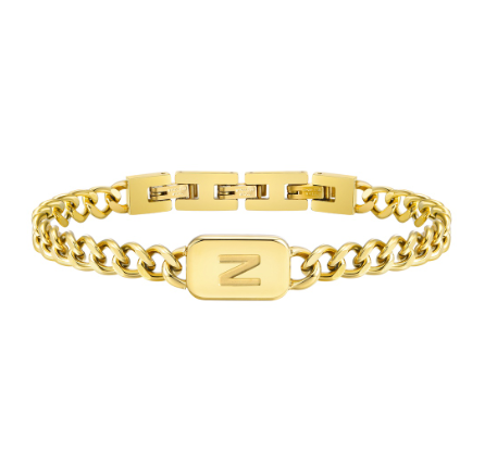 Meaeguet A-Z Initial Bracelet for Men Stainless Steel Cuban Link Chain Gold Bracelet Men Jewelry Gift for Boyfriend N