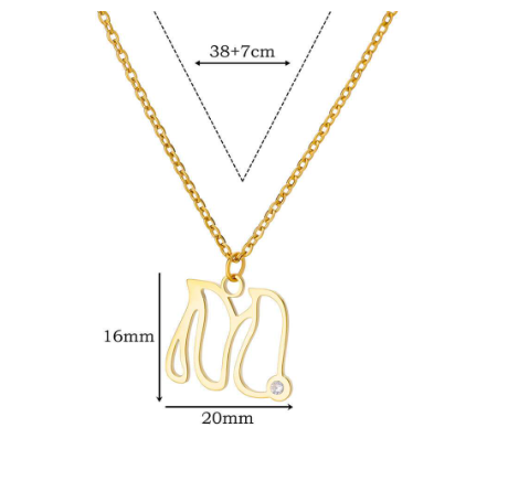 Zircon Initial Letter Necklace for Women Stainless Steel Gold Plated Chains Choker Name Pendant Necklaces New Vintage Jewelry M