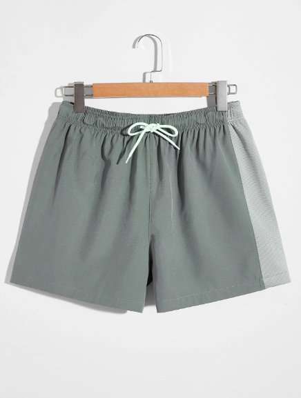 Men Colorblock Drawstring Waist Sports Shorts