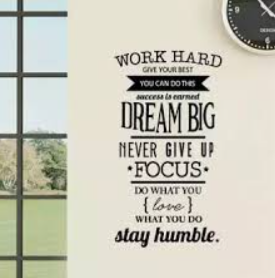 WALL STICKER DIY SELF-ADHESIVE OFFICE SHOP HOME WORK HARD DREAM BIG INPIRATIONAL WORDS