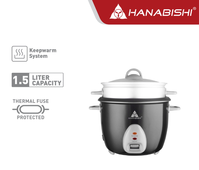 Hanabishi Rice Cooker HHRC15BLK 1.5L 7 cups