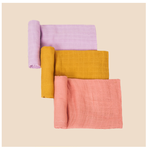 HappyFlute 120x110CM 3PCS Muslin Blanket Bamboo Cotton Baby Swaddle Soft Newborn Blanket Bath Towel Infant Wrap SET10