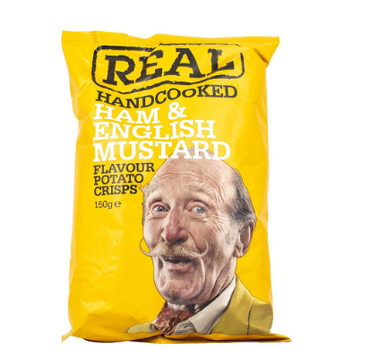 Real Handcooked Ham & English Mustard Potato Crisps 150g