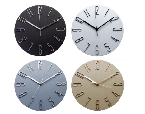 At Home Sleek Silent Nordic Wall Clock Embossed Numbers Easy Read Minimalist Analog Home & Office