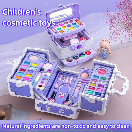 32PCS Kids Makeup Toys Girls Real Makeup Kit Washable Non-toxic Makeup Toy Set Retro Beauty Makeup