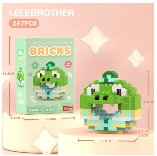 Lboyu Cute Cartoon Donut Building Block Ornaments Compatible with Lego Children's Toys M11