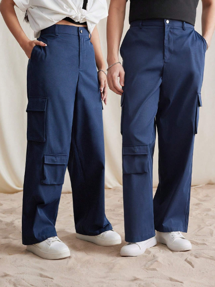 Manfinity Unisex 1pc Woven Casual Solid Color Cargo Trousers