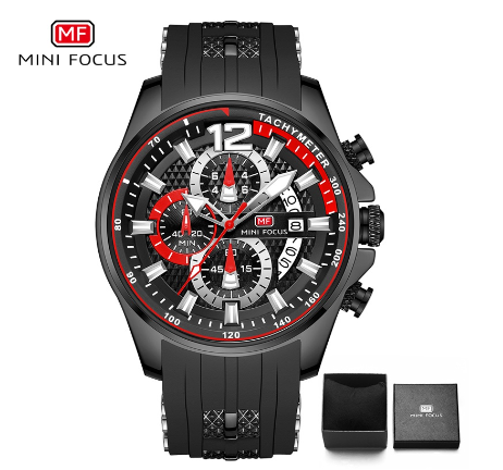 Mini Focus Fashion Watch Men Waterproof Quartz Chronograph Silicone Sports Business Watch ALL BLACK