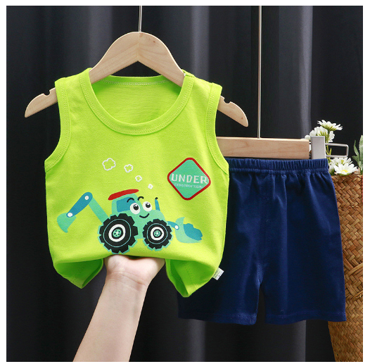 For Baby Boys & Kids Sleeveless Shorts Set Pure Cotton Summer Outfits For Boy S2