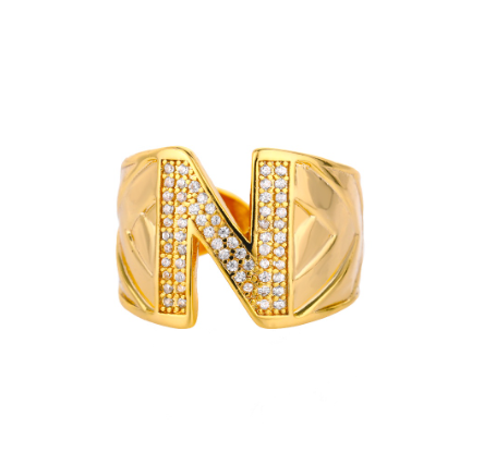 Fashion Initial Letter Rings For Women Finger Adjustable A-Z Alphabet Ring Jewelry N