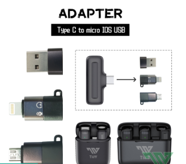 TNW Adapter Type C to Micro IOS USB Microphone Adapter