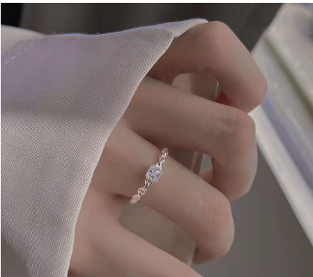 Square Diamond Adjustable Women's Ring