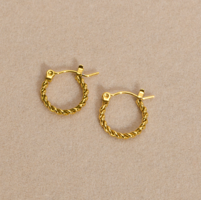 Round Twisted Simple Hook Earring for Women Stainless Steel Earring