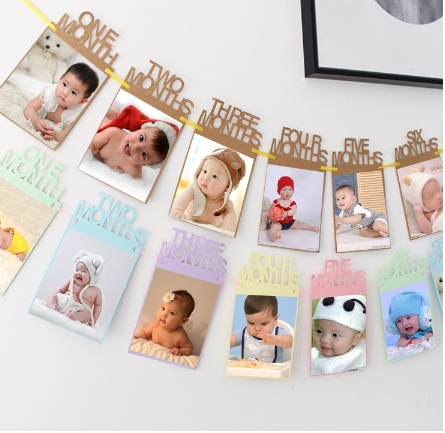 1-12 Months Old Happy Birthday Baby Photo Banner Decoration Party Supplies