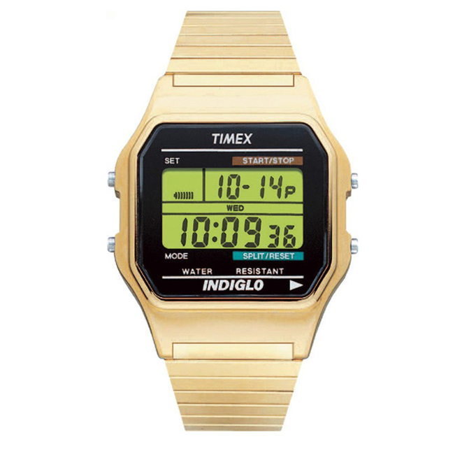 Timex Classic 80s Gold Stainless Steel Digital Watch For Men T78677 STYLE
