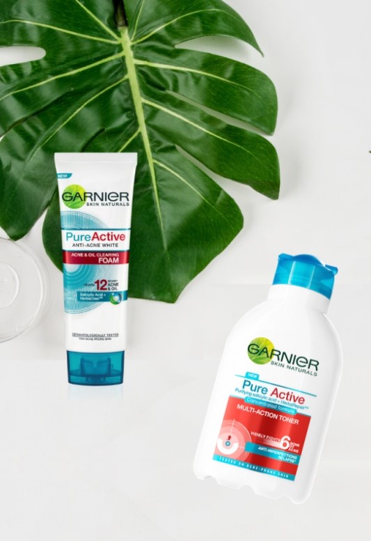 Garnier Pure Active Anti-Acne Toner  Foam  Skin Care Set for Acne-Prone and Oily Skin 150ML 100ML