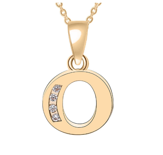 Couple Jewelry Fashion Gift Gold Color Cubic Zirconia A-Z Letter Copper Women Chain Pendant Initial O