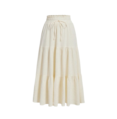 Lovito Women Boho Plain Ruffle Hem Skirts L74ED057