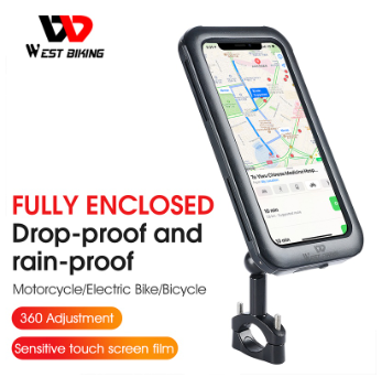 WEST BIKING Bicycle Motorcycle Phone Holder IPX6 Waterproof 360 Degree Adjustment Handlebar Holder 7 Inches