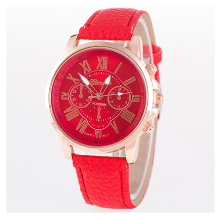 Geneva double face belt watch multi color leisure quartz Roman lettered fake three eye men's and women's universal watch M9