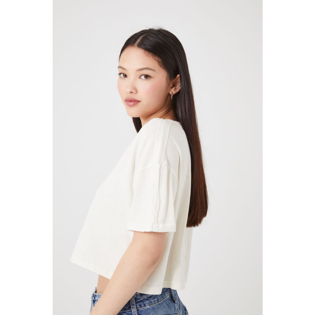 Forever 21 Women's Drop-Sleeve Cropped Tee