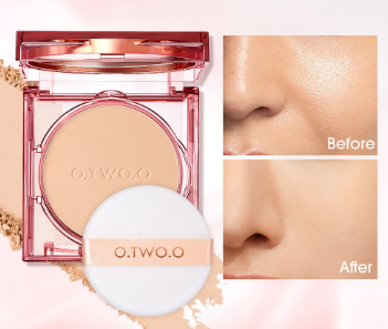 O.TWO.O Waterproof Face Powder Long Lasting 24H Full Cover Flawless Matte Finish Makeup Powder Foundation With Mirror