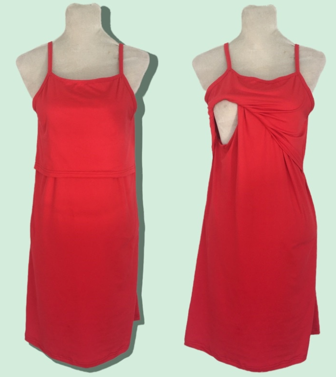 Best Moms Maternity and Nursing Spaghetti Dress Breastfeeding Wear RED