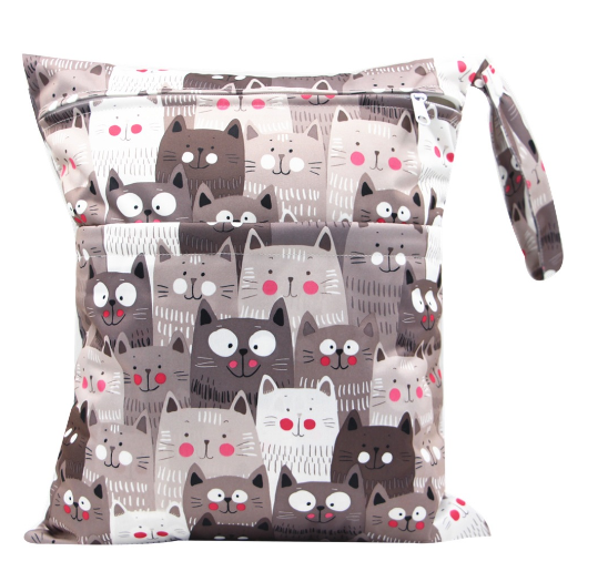 Diaper Wet Dry Bags Duble Zipper Printed Portable Waterproof Dag Storage Bag Swimwear Bag  30x36cm