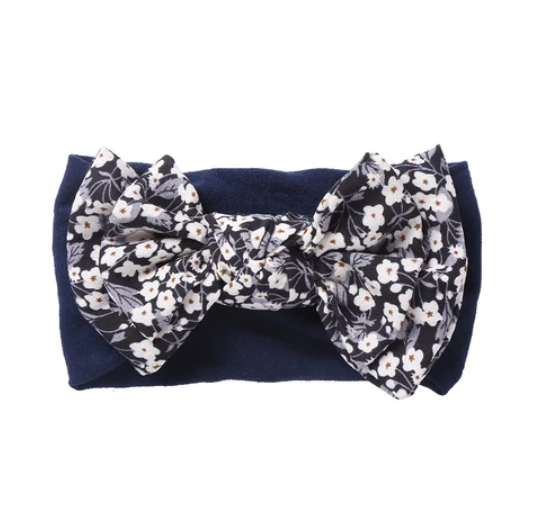 New Chiffon Bow Print Children's Knotted Headband Baby High Elasticity Super Soft Baby Headband HB8