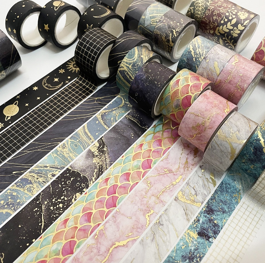 3Pcs/set Bronze Geometry Pastal Washi Tape Plaid Masking Tape Colorful Decorative for Bullet DIY Crafts Arts Scrapbooking Card