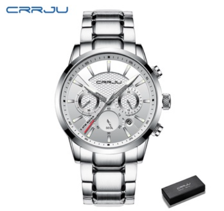 CRRJU Men's Watch Original Brand Multifunction Dial Business Luxury Analog Quartz Stainless Steel Waterproof 2212 M7