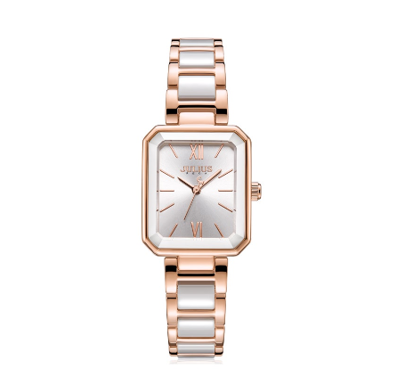 Julius Korean niche square white ceramic watch women's fashion waterproof quartz watch JA-1273 3