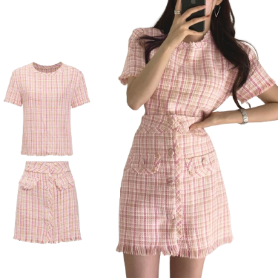 Lovito Women Casual Plain Raw Hem Button Skirt Sets L76AD130