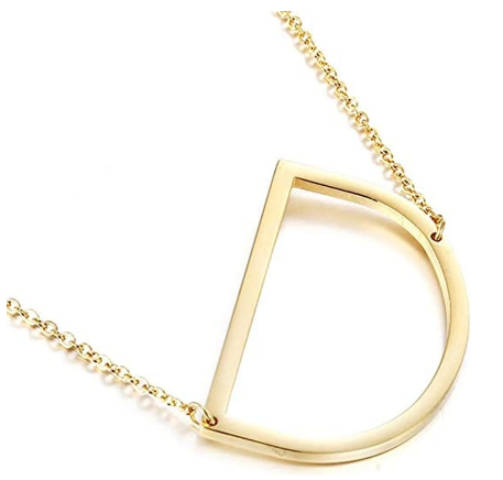 Stainless Chain with Letter Pendant Necklace D