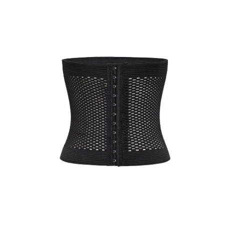 Lovito Casual Plain Breathable Waist Trimmer Body Shaper Corset L12057 (Black)