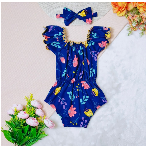 Candy Puffed Lettuce Baby Onesie with Turban 0-12 Months 5