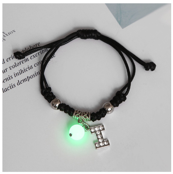 26 Letters Glow in the Dark Alphabet Initials Beaded Luminous Bracelet Women Men Birthday Gifts I
