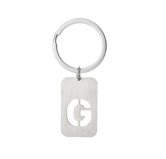 1Pcs Simple Stainless Steel 26 Letter Keychains Fashion Sliver Color Initials Keyrings Handbag Charms Ornaments Souvenir Gifts G