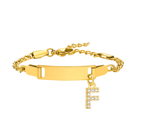 Vnox Baby Name Bracelet with Letter Pendant,Toddler Child ID Bracelet Girl Boy Birthday Gift F