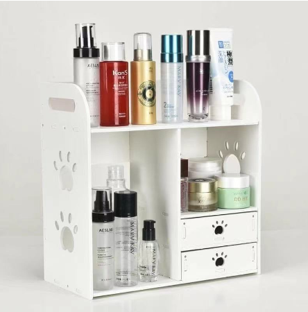 Cosmetic DIY Wooden Storage Box Desktop Organizer Plastic Set