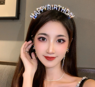 Korean Alloy Crystal Diamond Letter Headband Rhinestone Thin Hair Band For Girls Party Hair Accessories